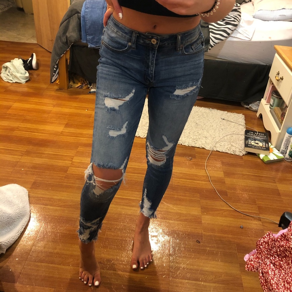 Medium Wash Denim Ripped Jeans